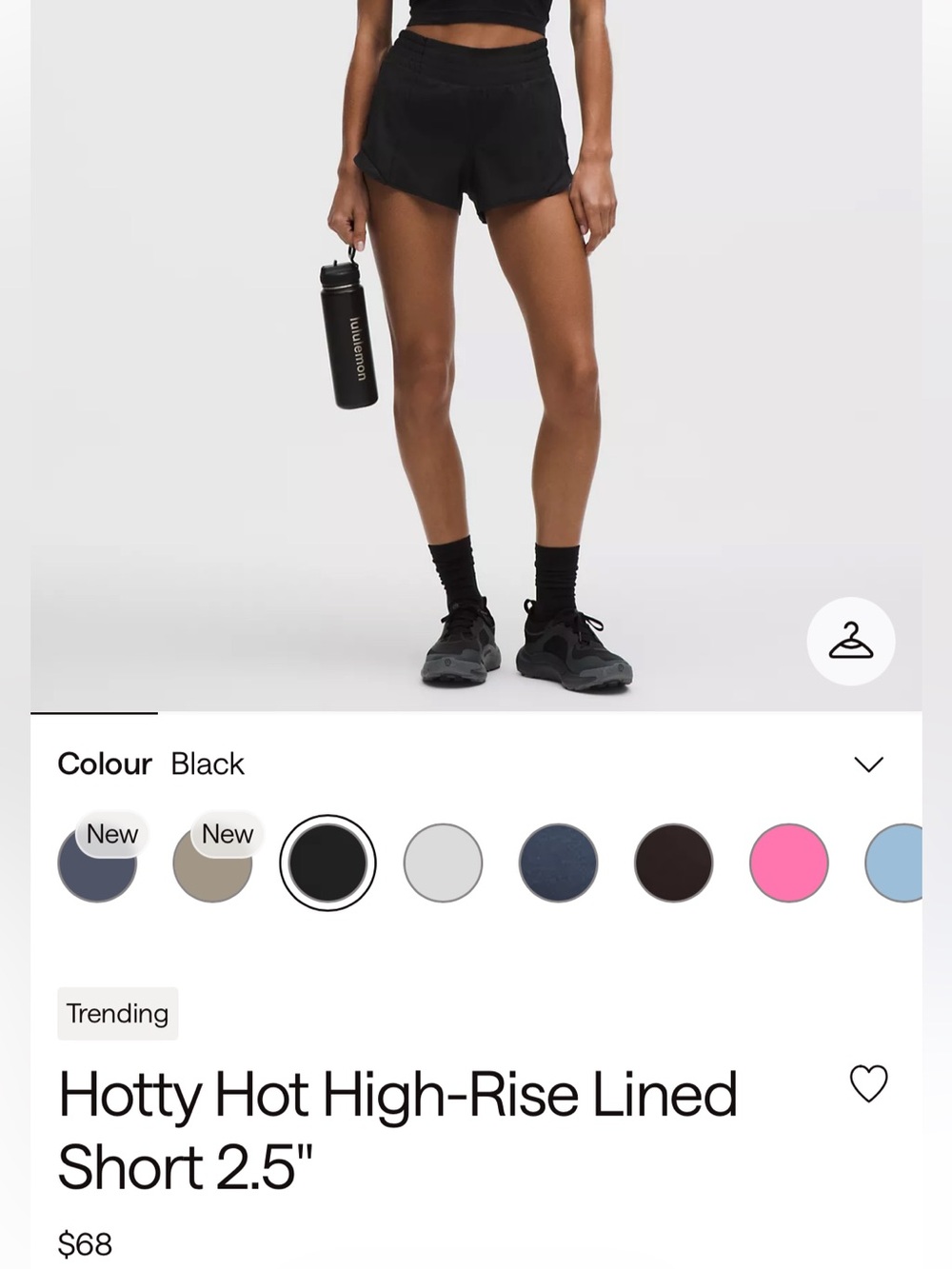 lululemon athletica Black Hotty Hot High-Rise Lined 2.5" Shorts